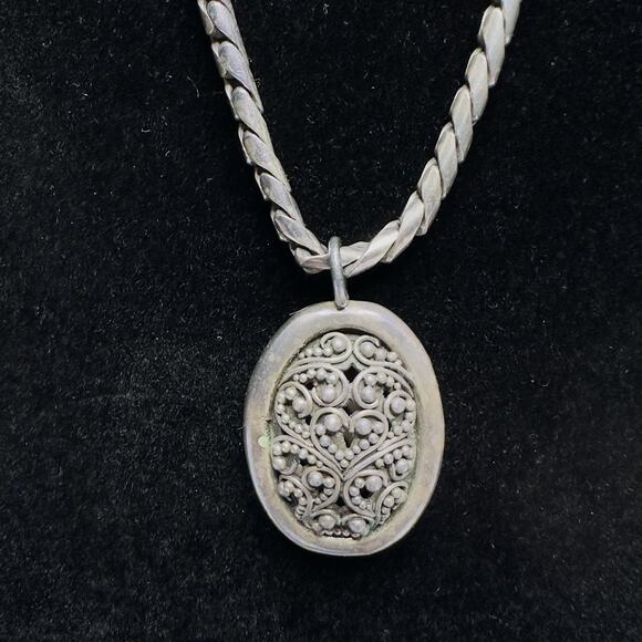 LOIS HILL DECORATIVE PENDANT NECKLACE Sterling Toggle 21" Thick Chain 2.6 oz - Picture 4 of 12